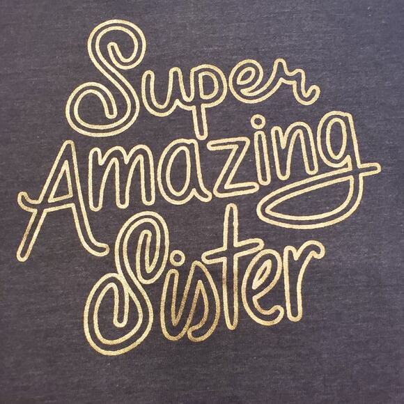 Super Amazing Sister TShirt Classic Heather Gray with Gold Accents Size 5T - Picture 2 of 8